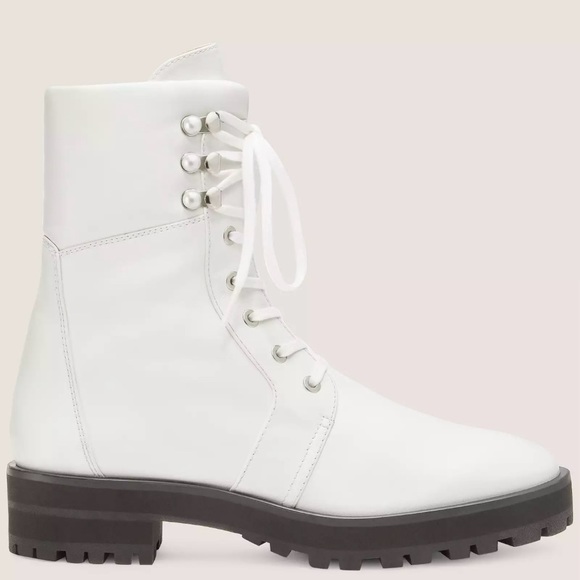 Brand New Stuart Weitzman PEARLY WHITE COMBAT BOOTIE Size 6.5 - Picture 5 of 5